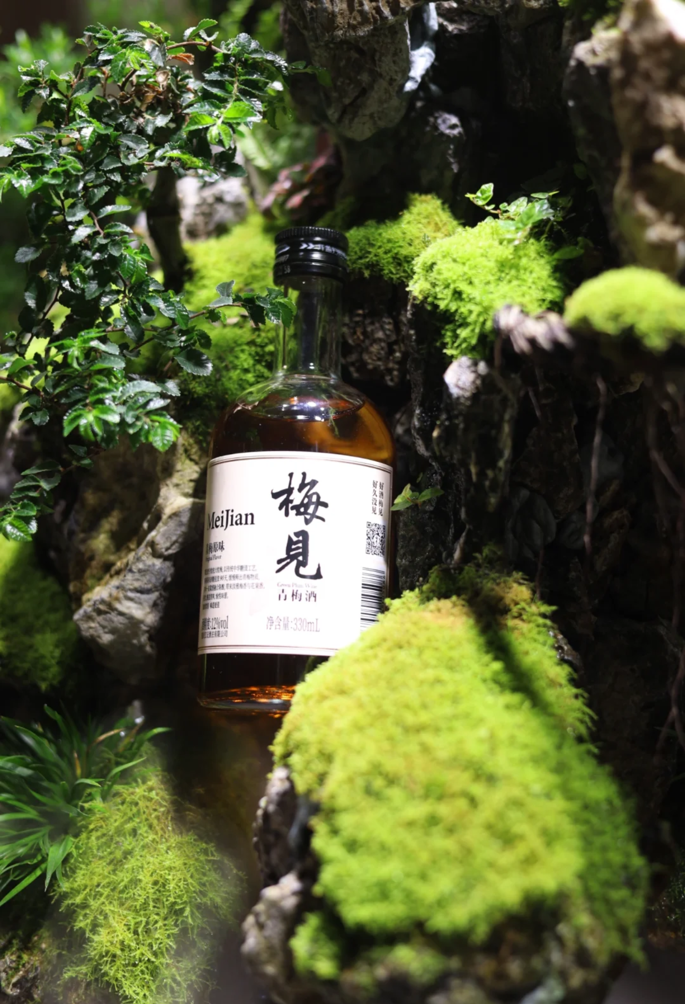 自然山石氛圍中的梅酒